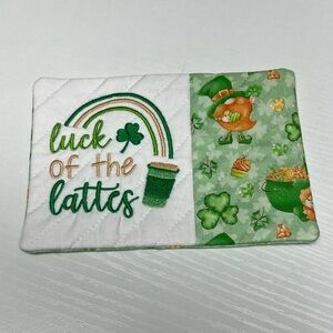 Hand Crafted Mug Rug Coaster Embroidered Cotton Fabric Padded Absorbs Liquid